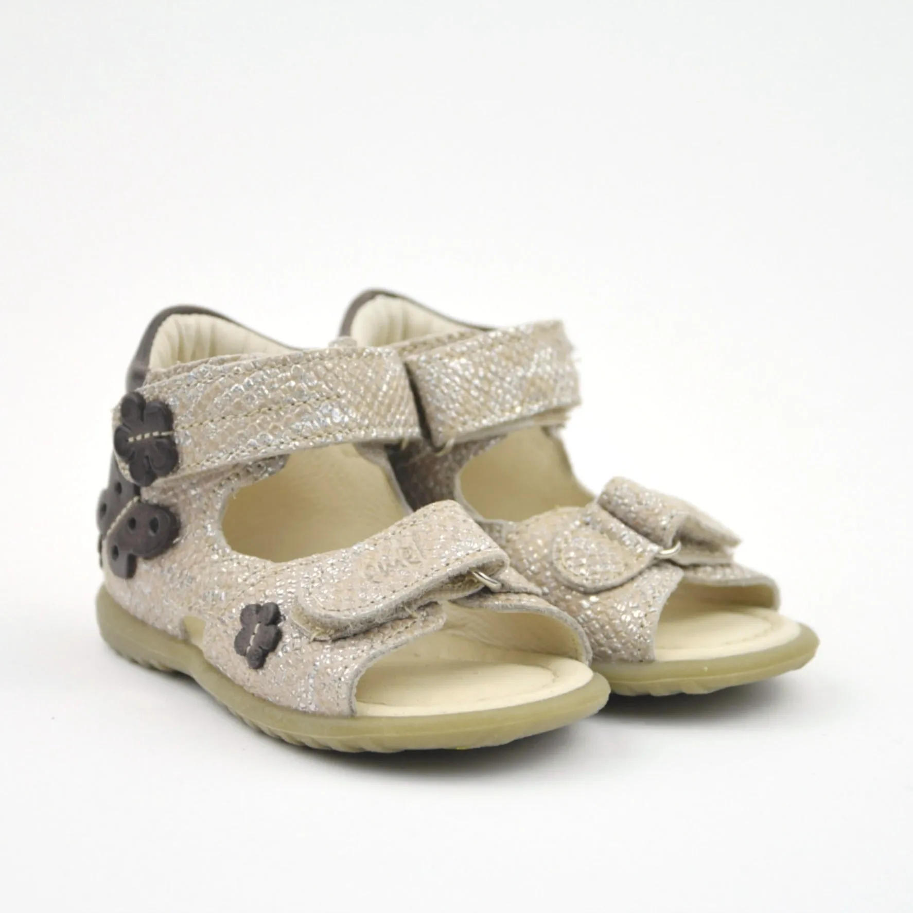 (2207-10) Emel brown silver sandal