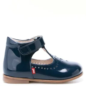 (2385B-5) Navy patent Half-Open Shoes