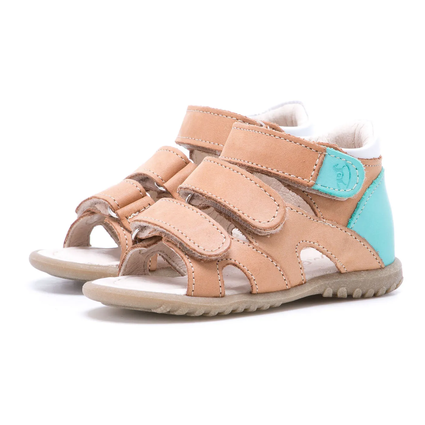 (2386-19) Emel cognac 3 strap Sandals