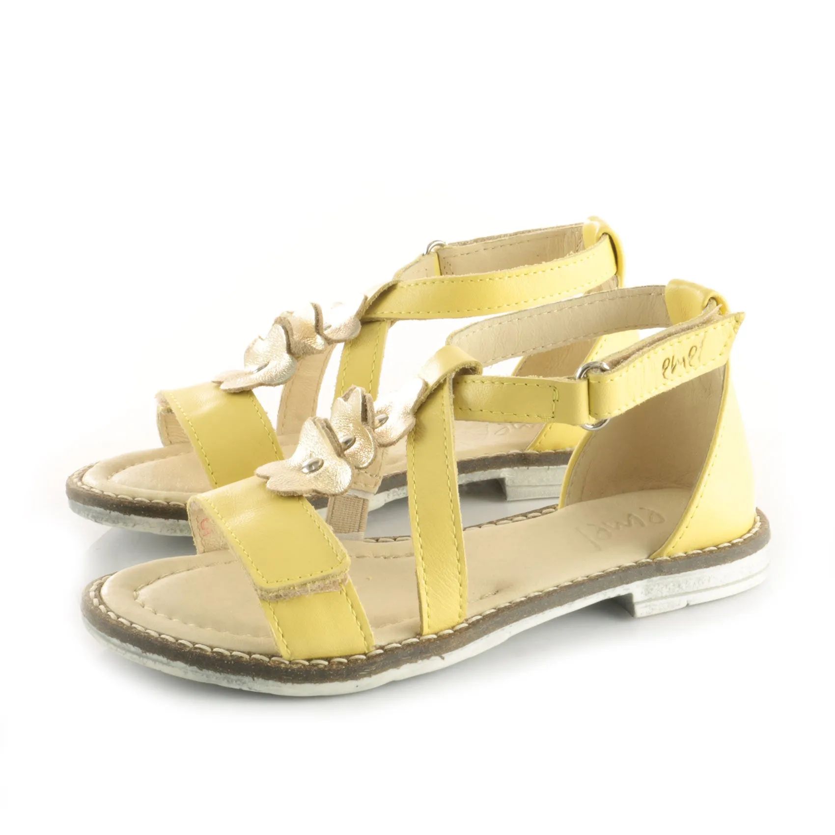 (2577-4) Emel velcro sandals  yellow flowers