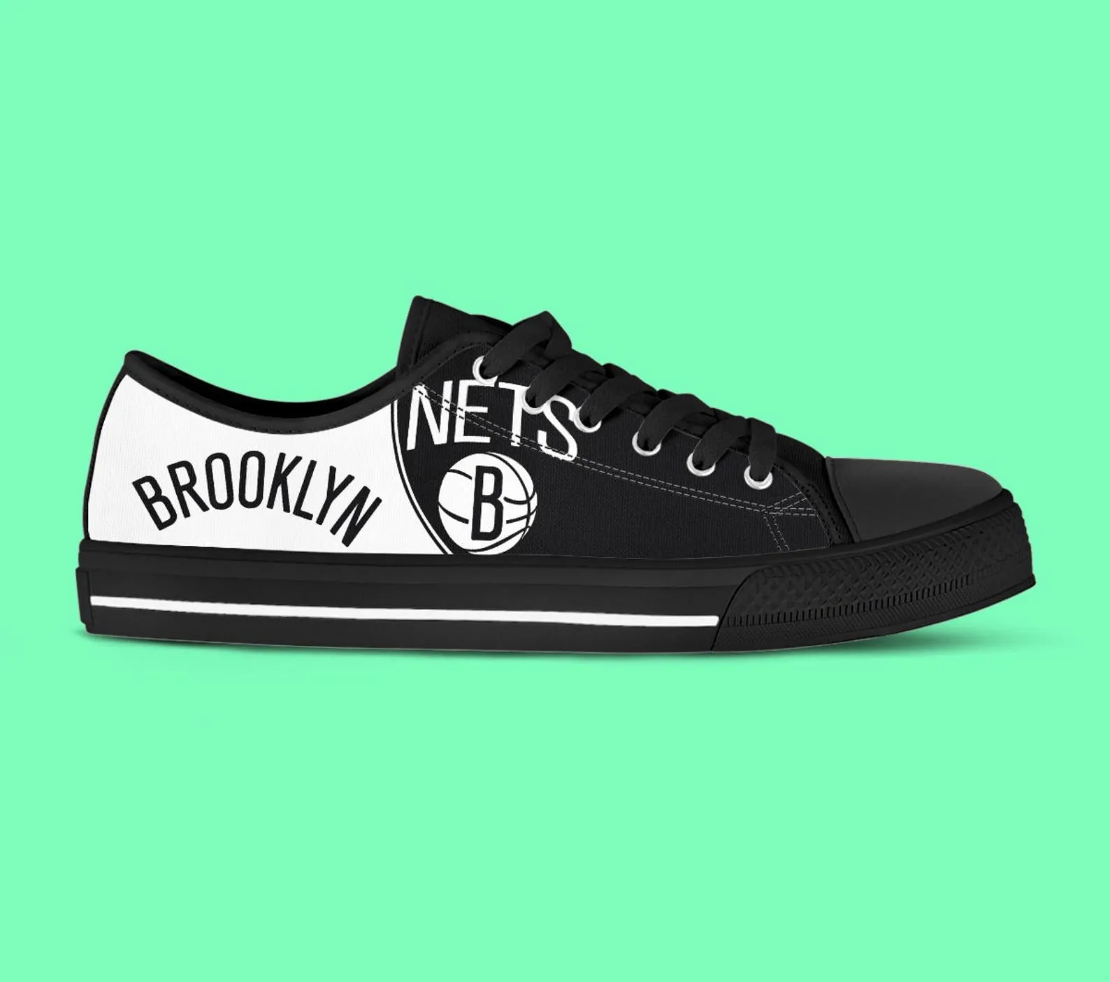 Brooklyn Nets Custom Lowtop, Basketball Custom Shoes, Sport Lowtop, Canvas Shoes, Canvas Lowtop, Unisex Shoes, Gift Birthday