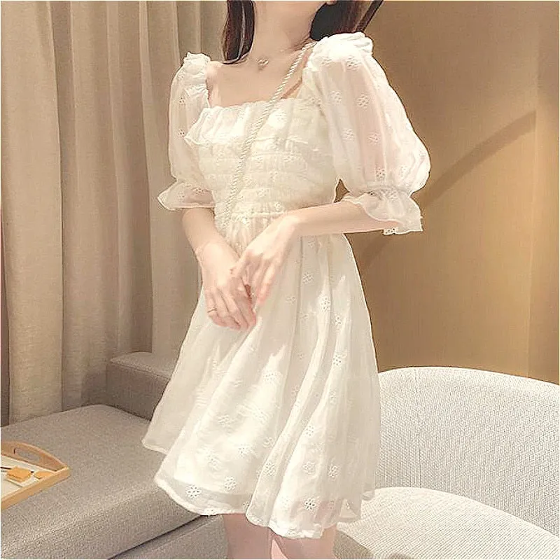 Camelia White Casual Nymphet Fashion Cottage Fairy Dress