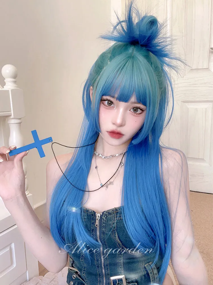 Casual Series Long Ocean Blue Gradient Wig ON981