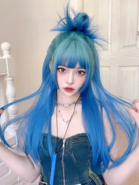 Casual Series Long Ocean Blue Gradient Wig ON981