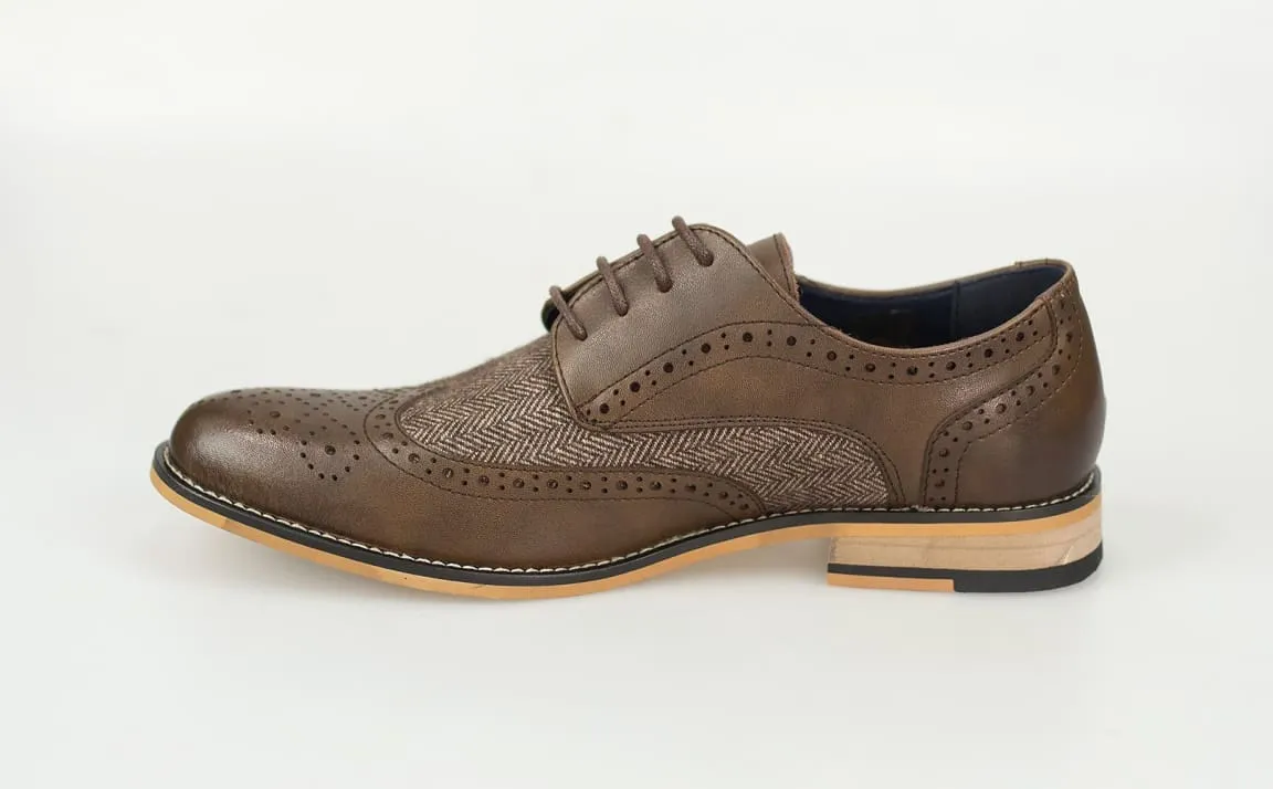 Cavani Horatio Brown Tweed Brogue Shoes