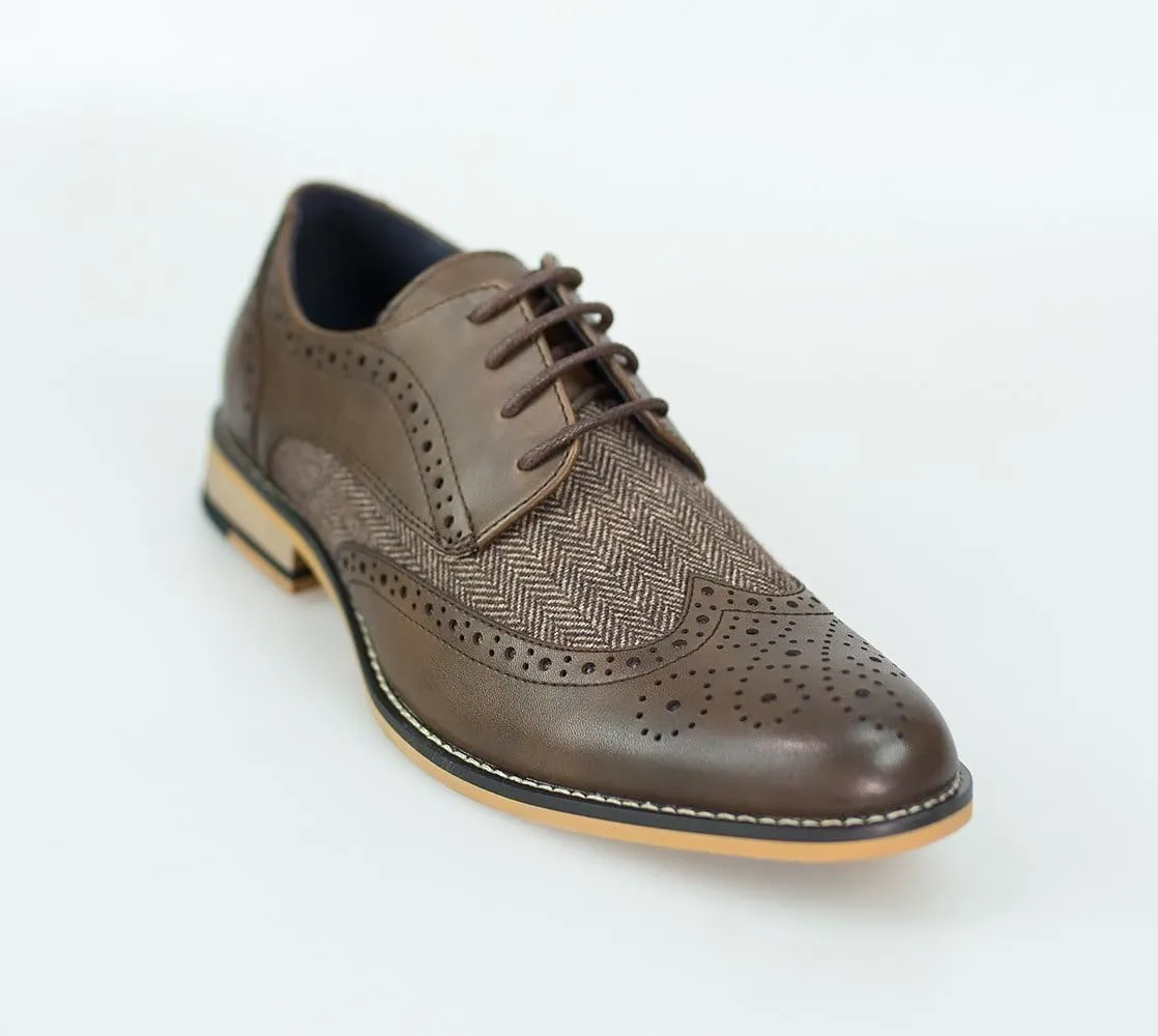 Cavani Horatio Brown Tweed Brogue Shoes