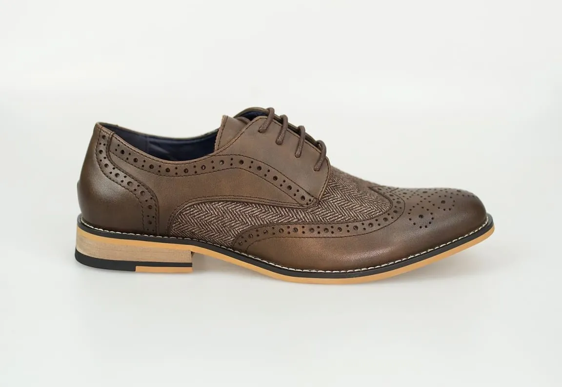 Cavani Horatio Brown Tweed Brogue Shoes