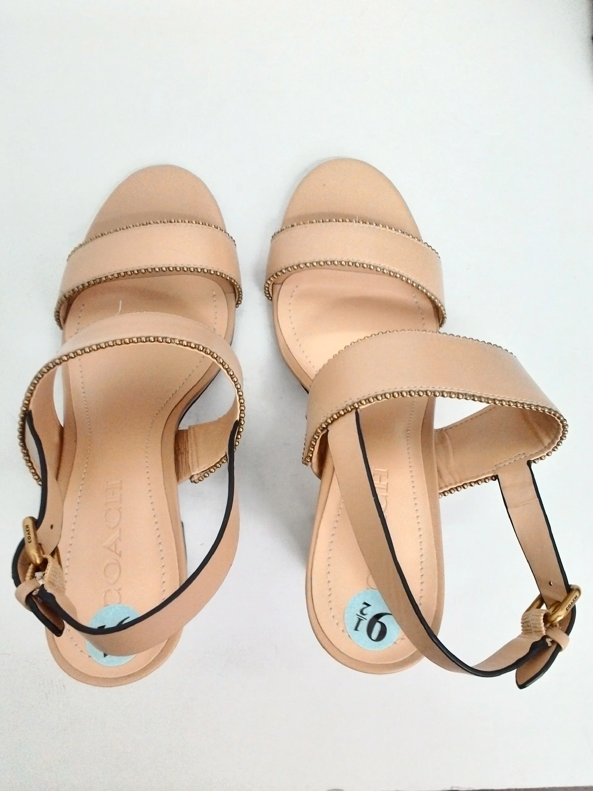 Coach Women's Rylie Bchain Beechwood Leather Sandal Size 9.5 B