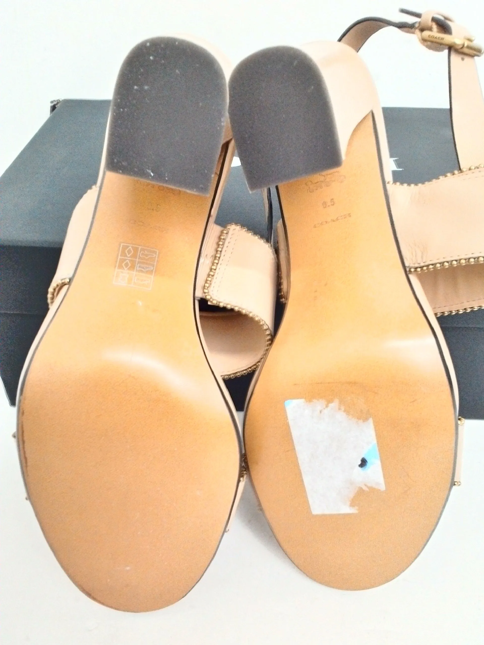 Coach Women's Rylie Bchain Beechwood Leather Sandal Size 9.5 B