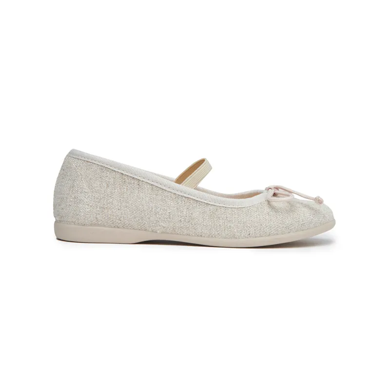 Elastic Ballet Flats in Shimmer