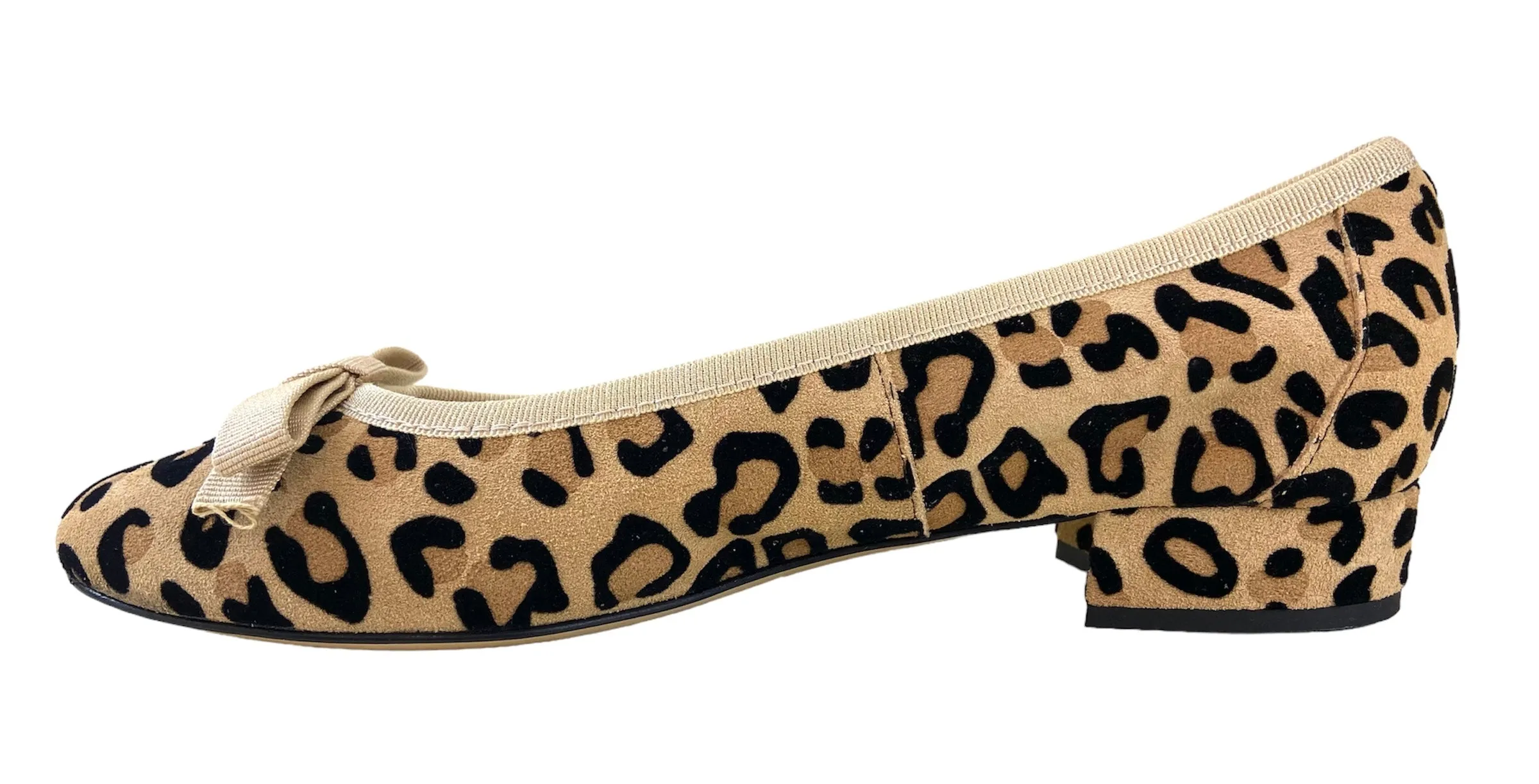 Fabucci Leopard Print Ballet Flat with Cream Piping