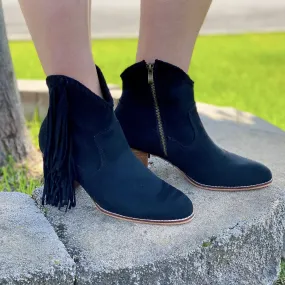 Flirty Fringe Booties in Black