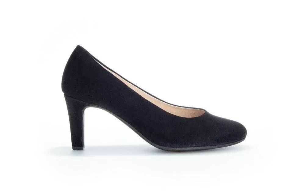 Gabor Black Suede Court Shoe EDINA