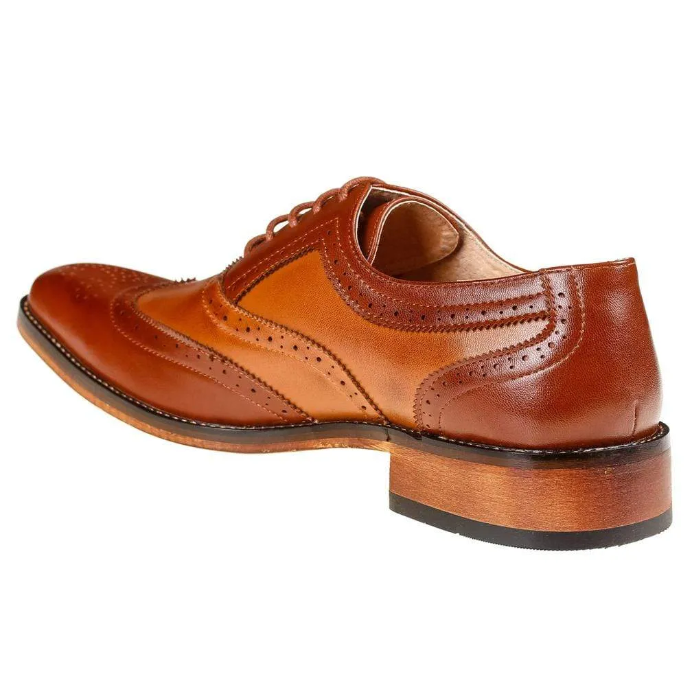 Gino Vitale Men's Two Tone Wing Tip Oxford Dress Shoes