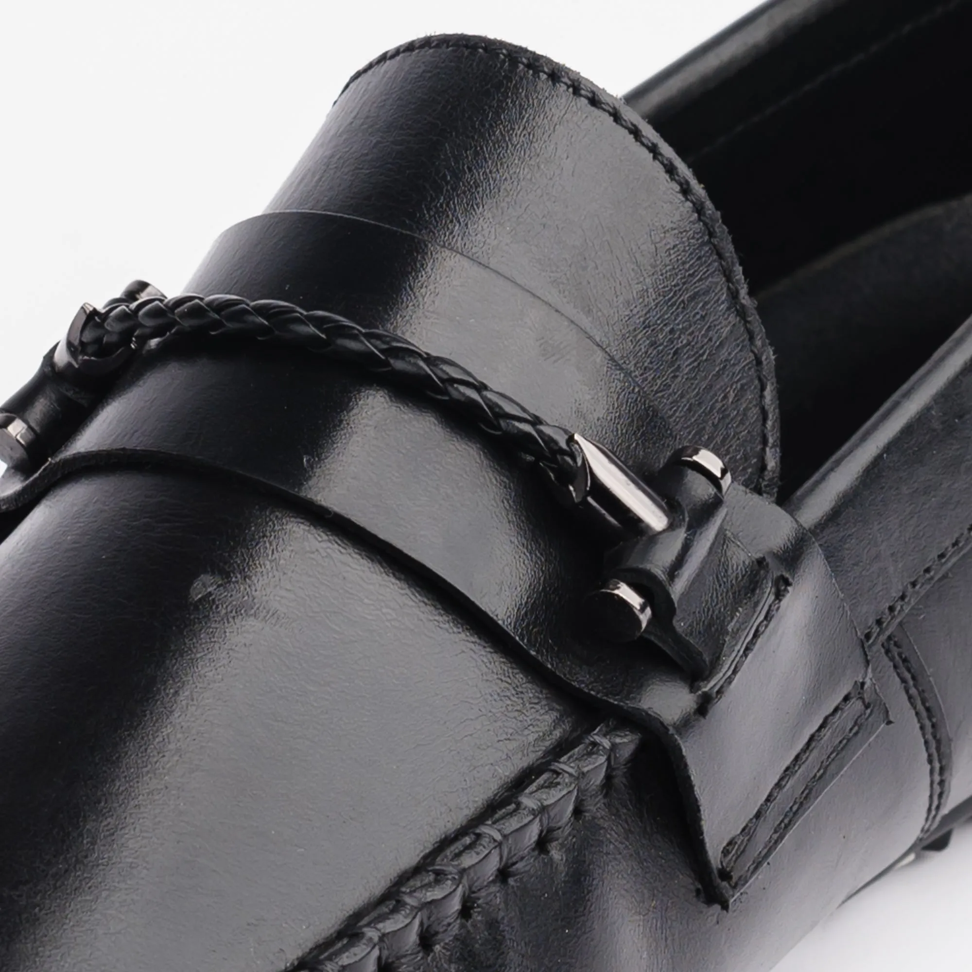 Horse Bit Buckle Moccasin - Black