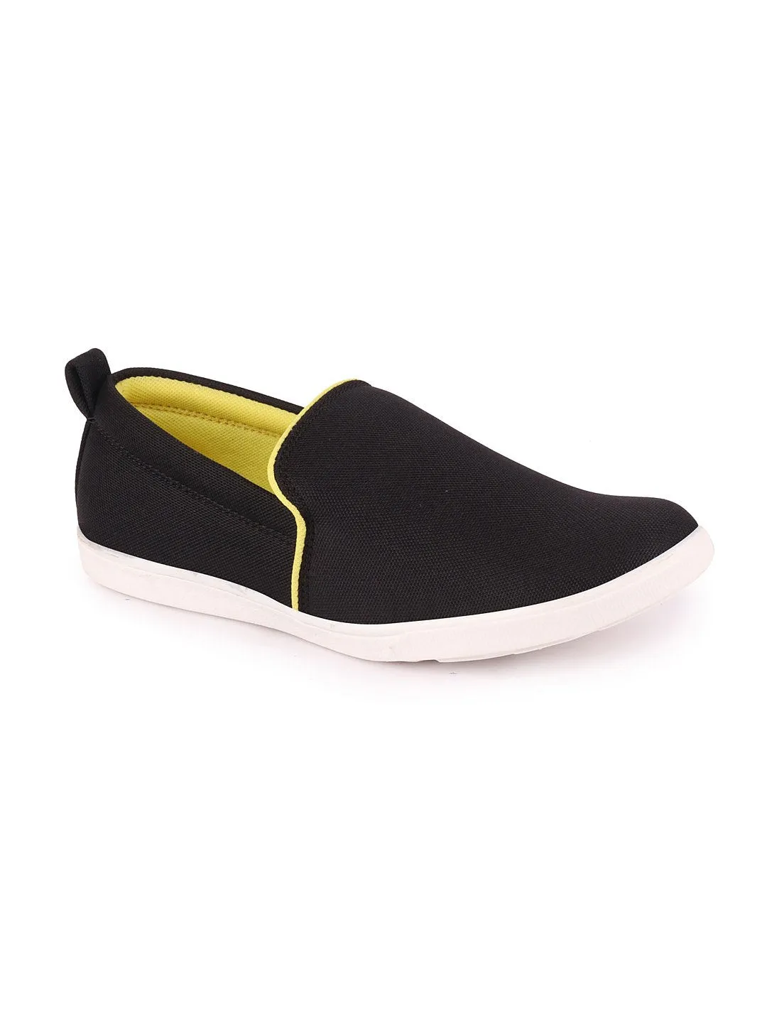 Men Black Casual Canvas Slip-On Loafers