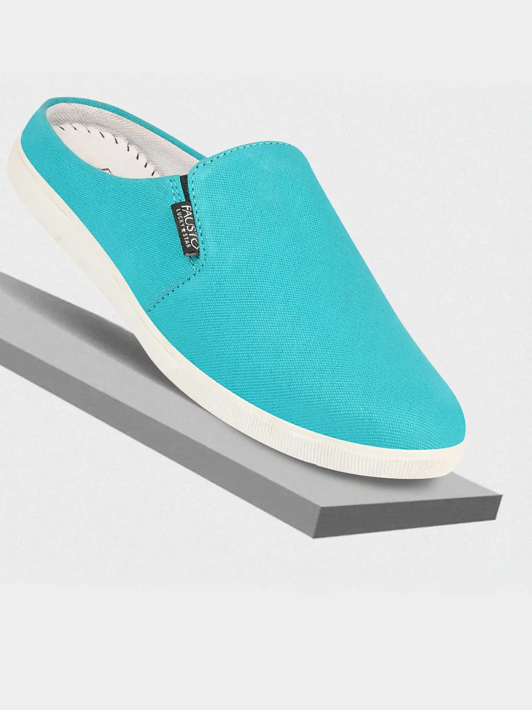 Men Sky Blue Casual Canvas Slip-On Shoes