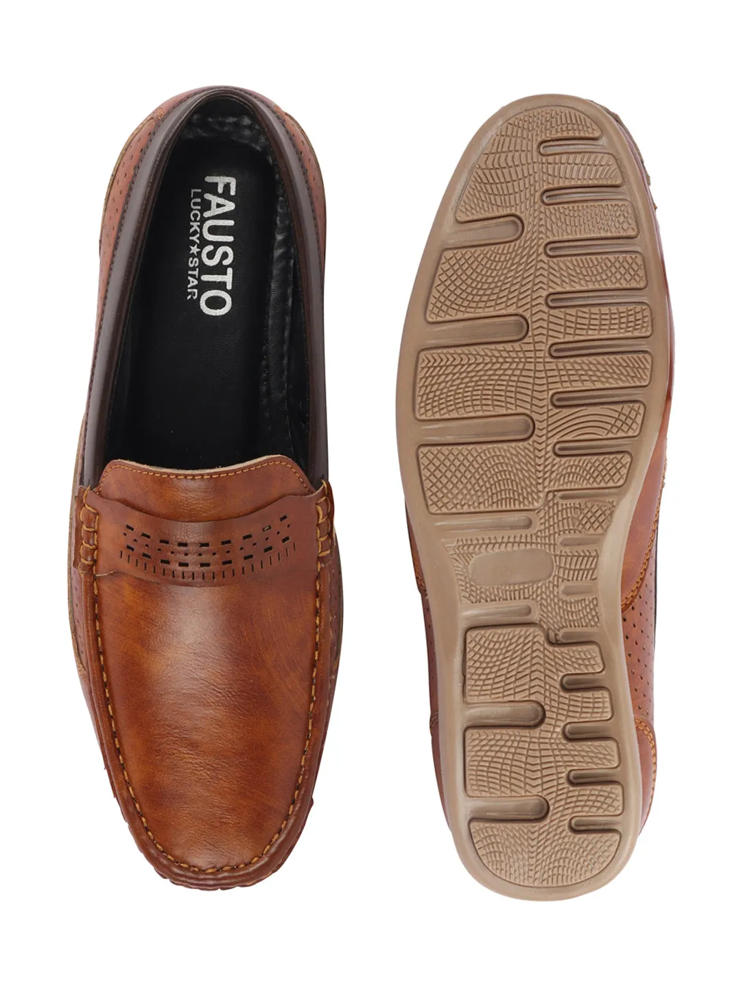 Men Tan Casual Slip-On Loafers