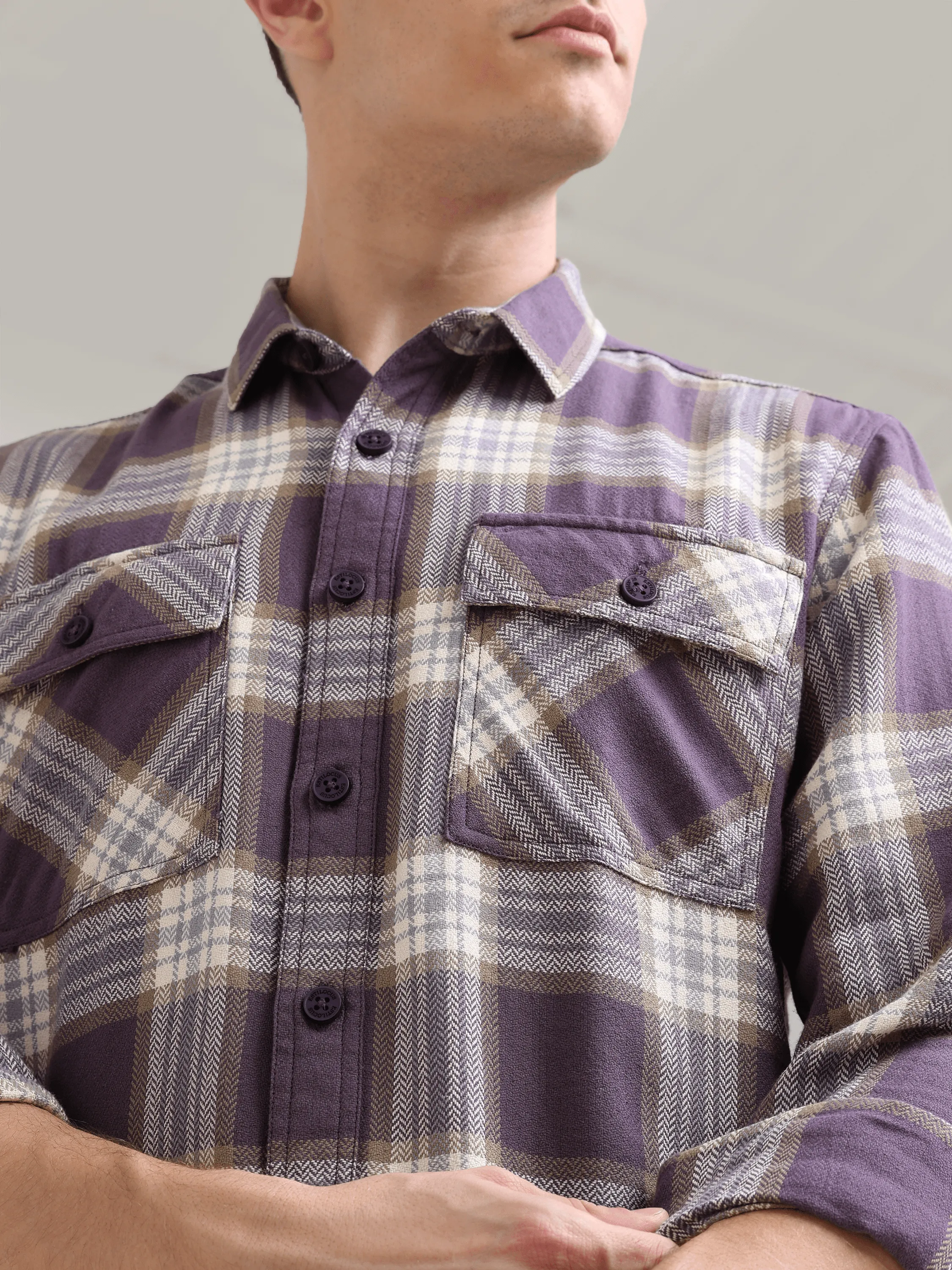 Midnight plum Cream Casual Check Shirt