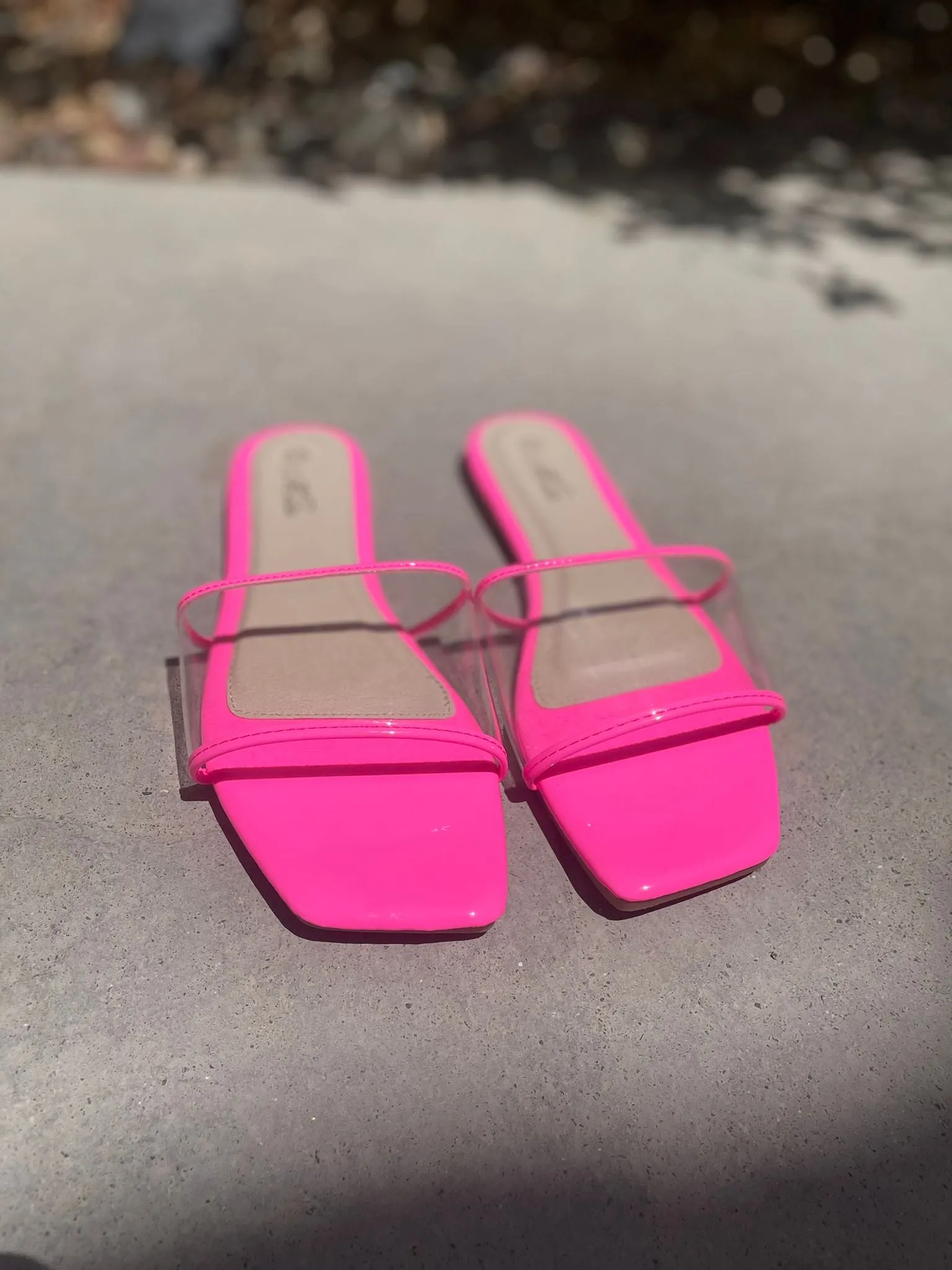 Neon Pink clear Strap sandals