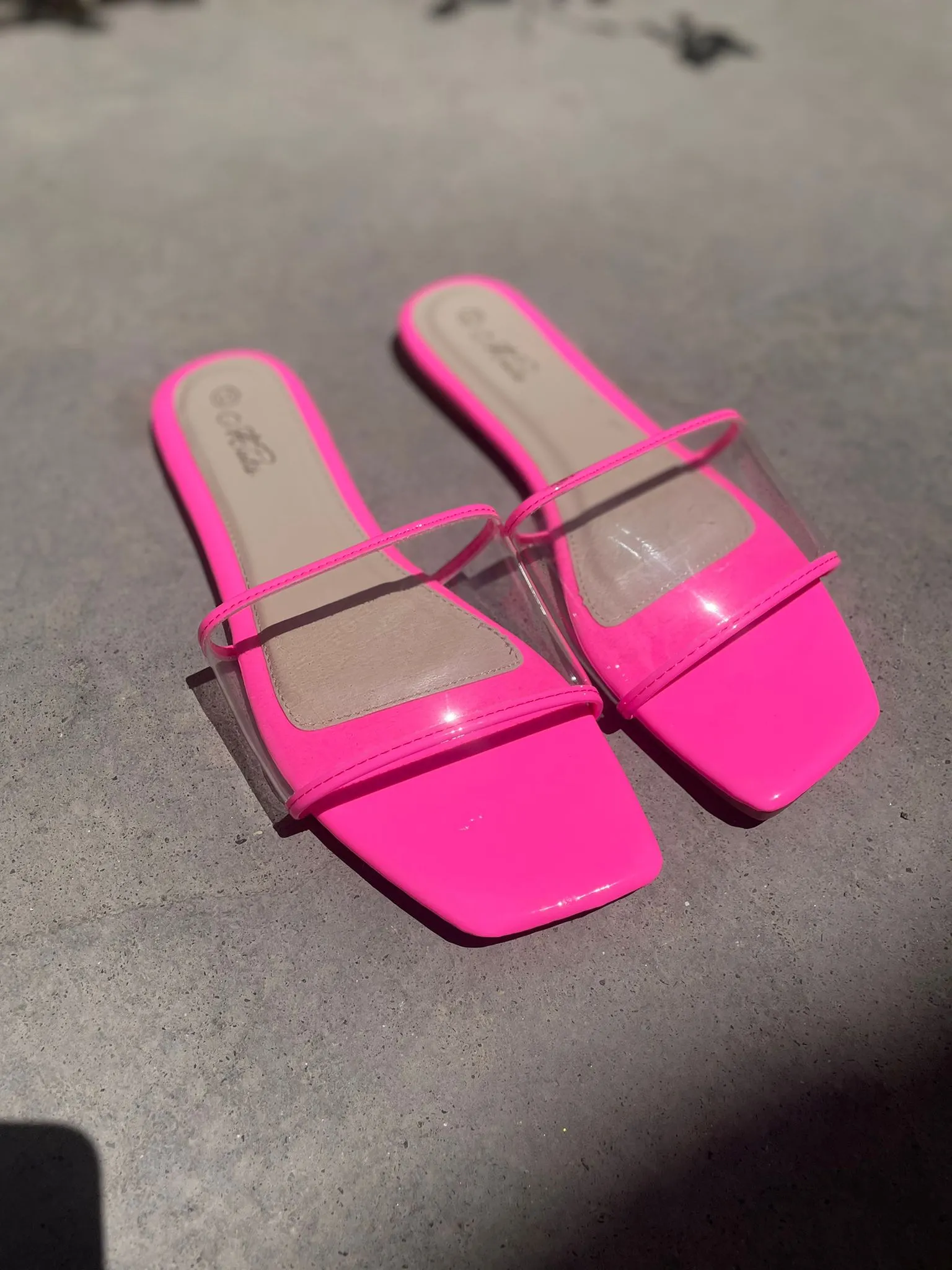 Neon Pink clear Strap sandals