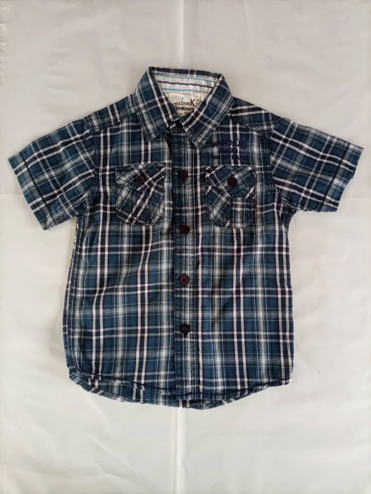 OSH KOSH Boy's Casual Check Shirt - Navy