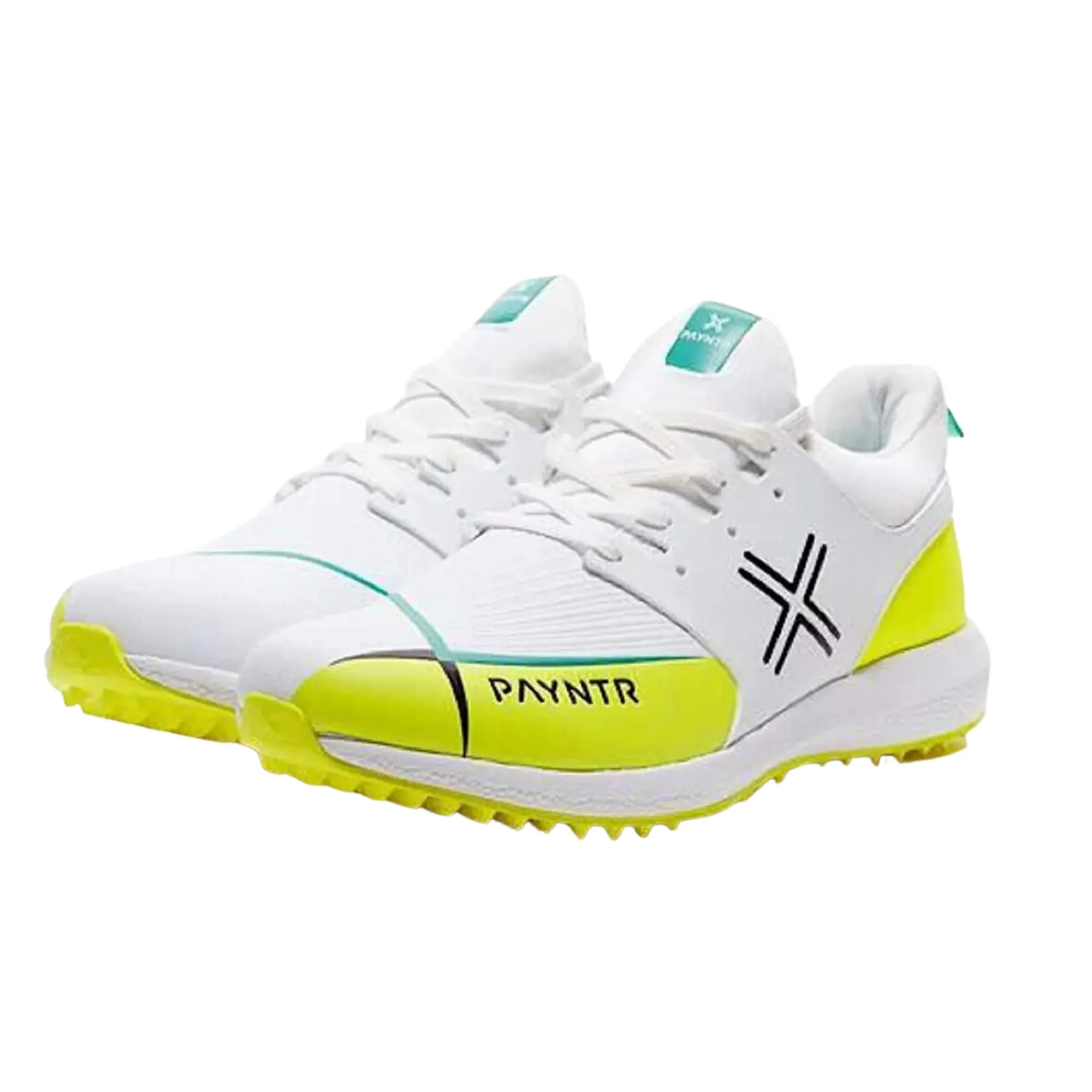 Payntr cricket shoes, Model X MK3 Evo Pimple - White/Yellow All Rounder Cricket Shoes