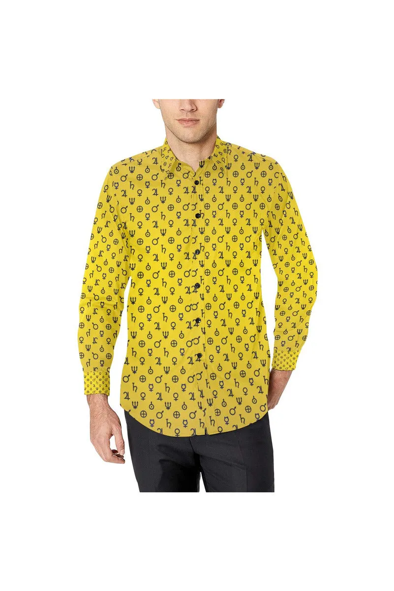 Planet Symbol Gold Men's Casual Dress Shirt