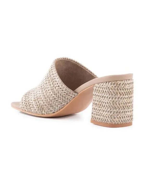 Seychelles Adapt Block Heel Mule - Taupe Raffia