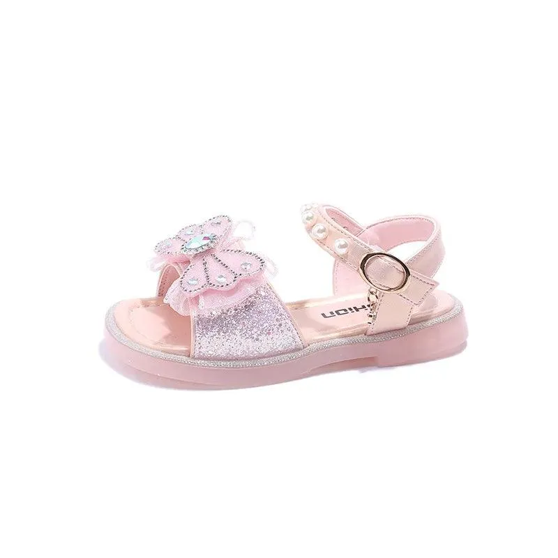 Sweet Bow Sequins Sandals for Girls: G05071 Bling Children's Casual Shoes