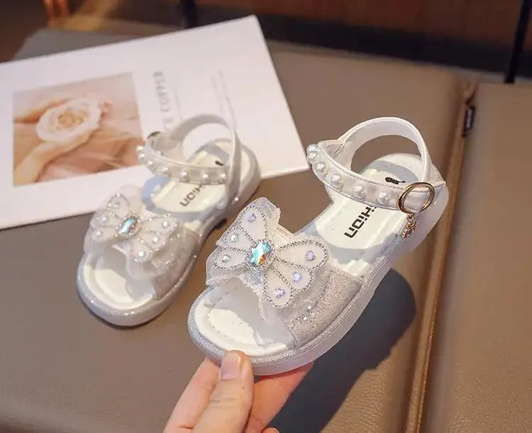 Sweet Bow Sequins Sandals for Girls: G05071 Bling Children's Casual Shoes