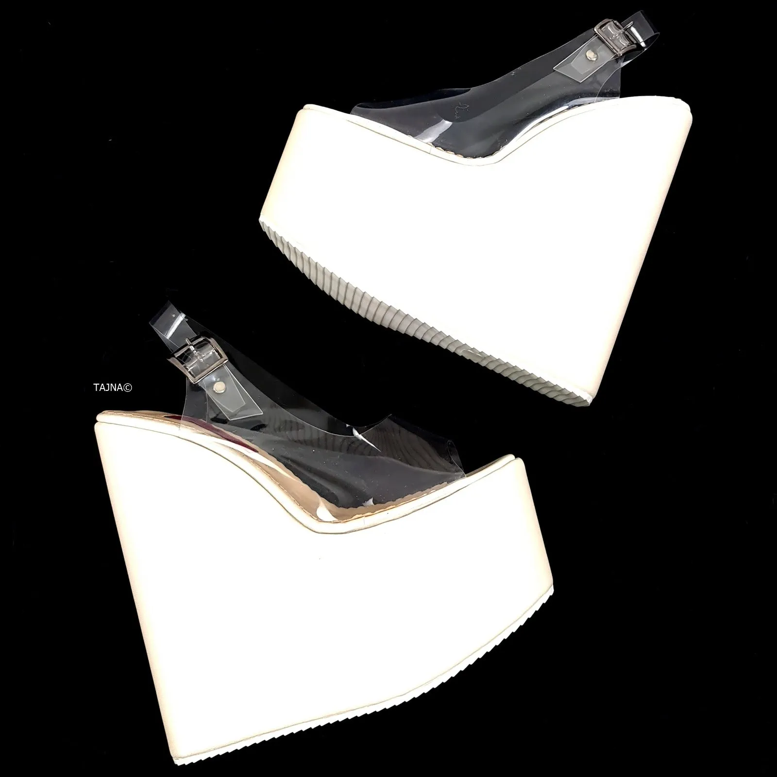 White Wedge Platform Sandals