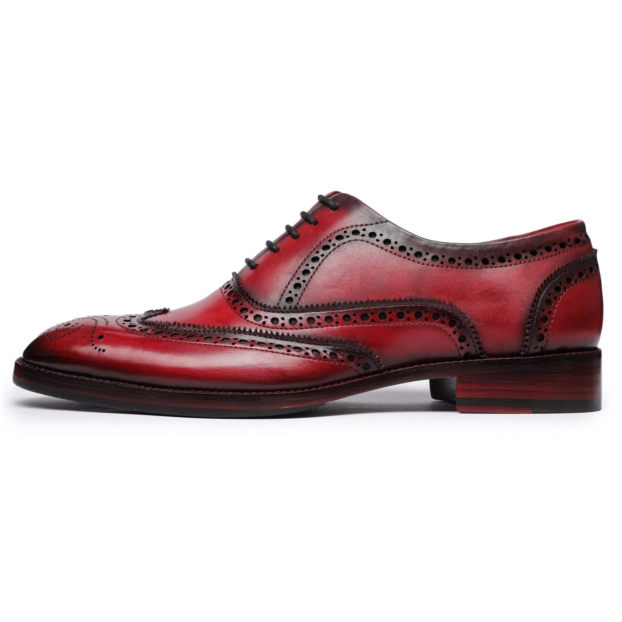 Wingtip Brogue Oxford- Wine Red