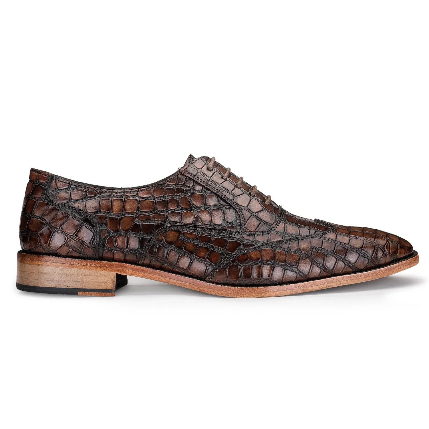 Wingtip Oxford - Croc Brown