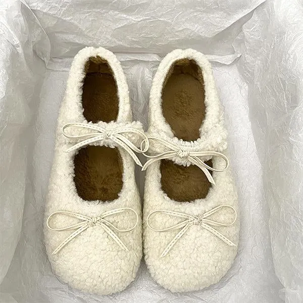 Women's Casual Elegant Bow Plush Beanie Shoes 40511664S