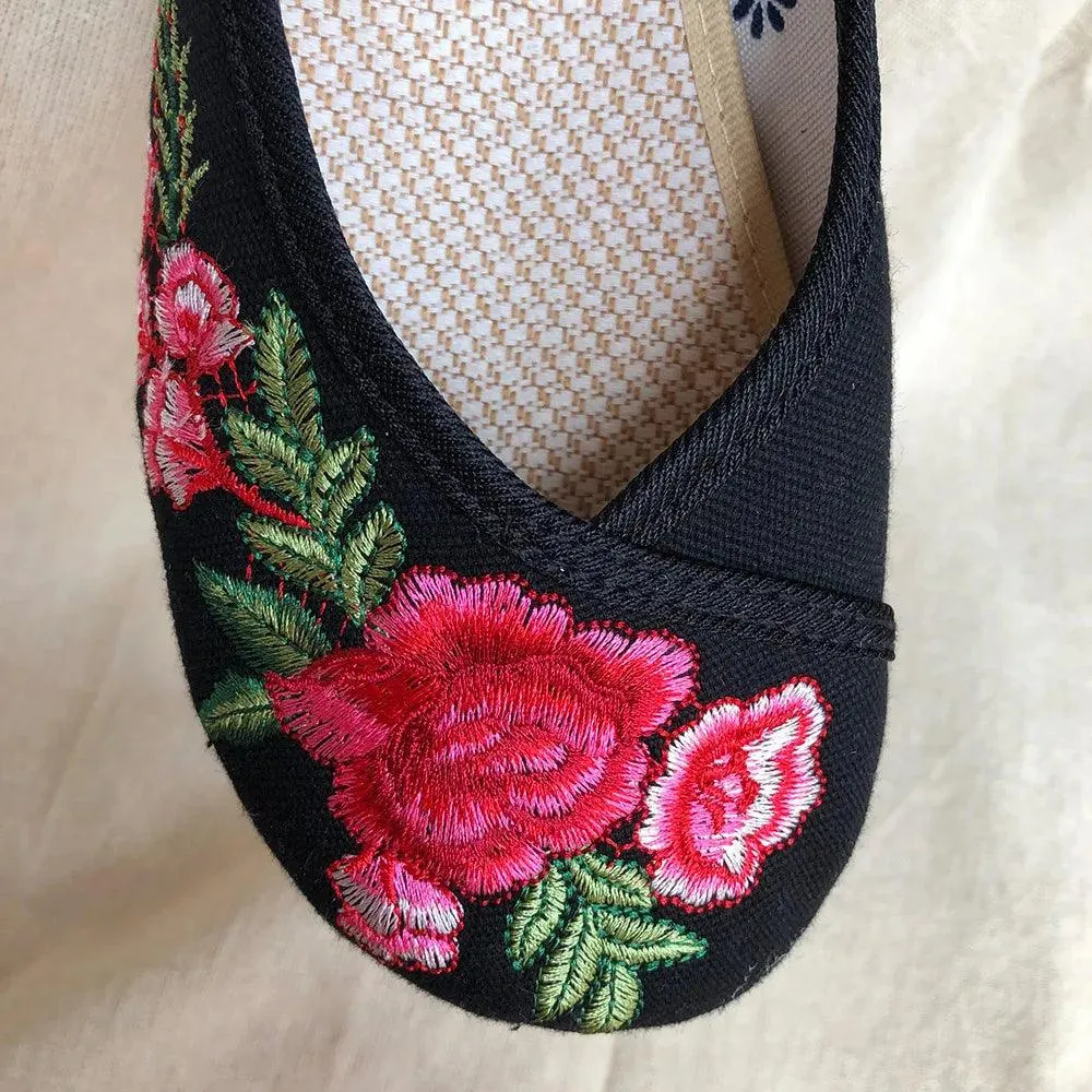 ZX653 Women's Casual Shoes - Handmade Embroidered Canvas Flats